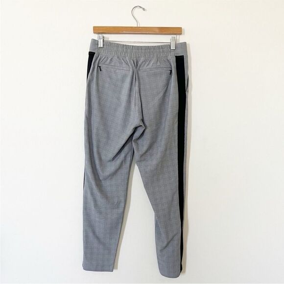 Athleta 4P Brooklyn Plaid Ankle Pant Side Stripe Stretch Pockets Checkered Black - Picture 7 of 13